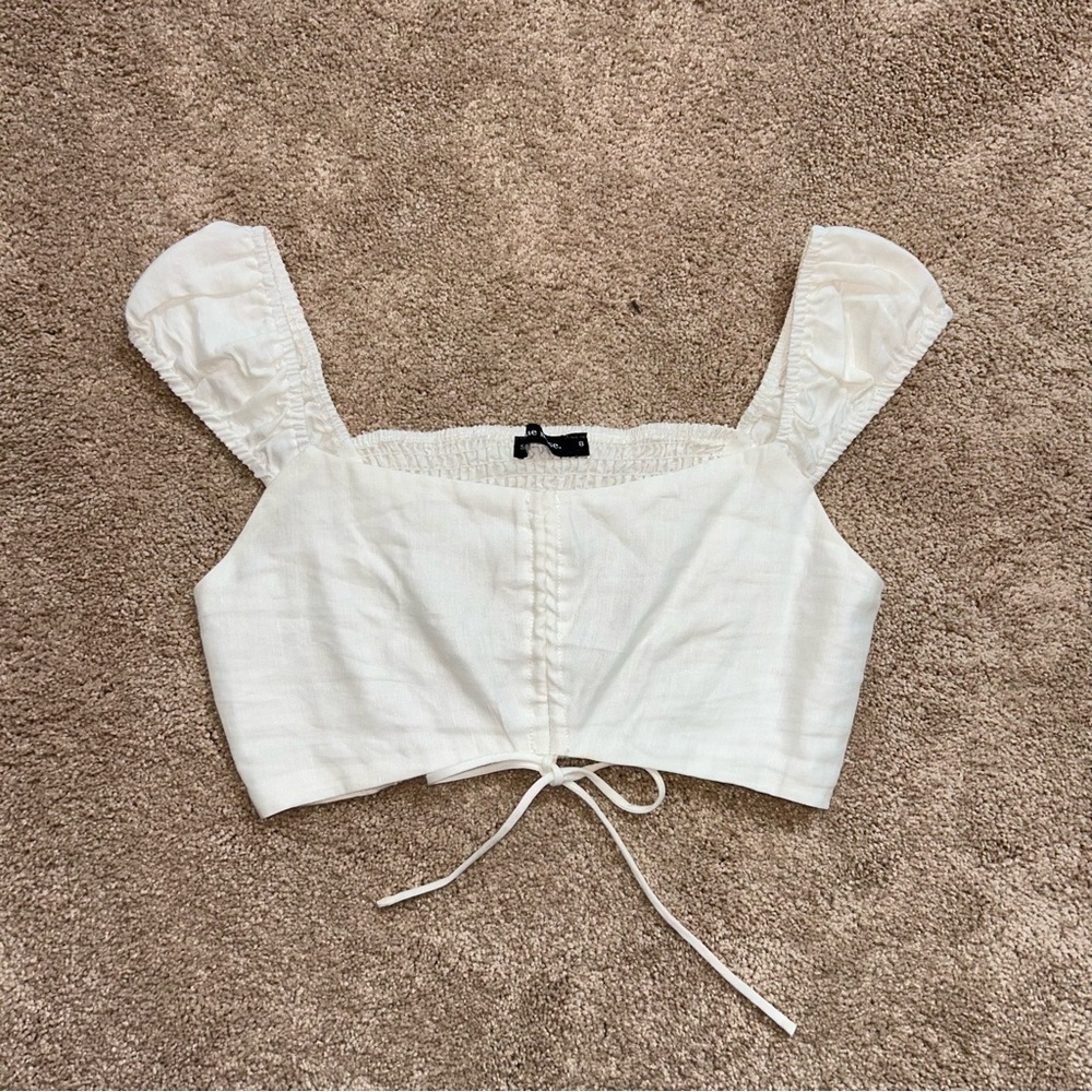 White Crop Top with Elegant Design